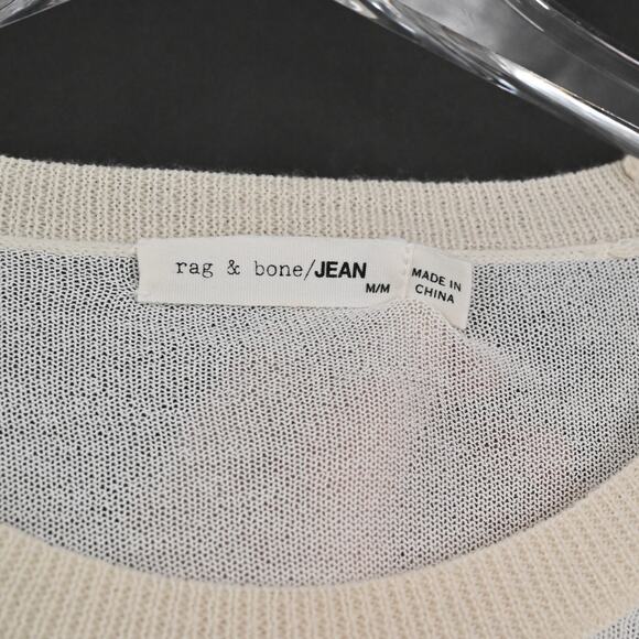 RAG BONE Womens Sweater Merino Wool Size M Vivi Crew Lightweight Stripe Neutral - Picture 7 of 12